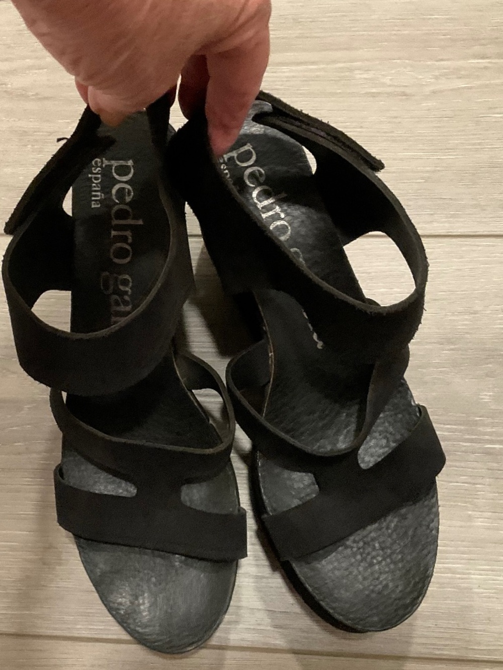 PEDRO GARCIA Wedge Platform Black Suede Sandals Size 9 EU 39 - Picture 4 of 12